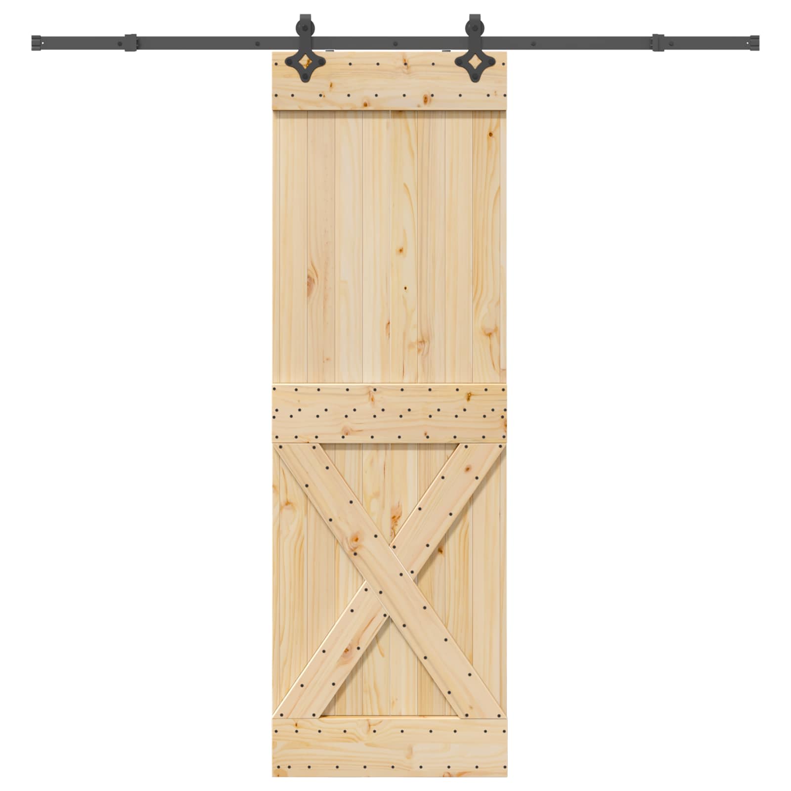 Schiebetür NARVIK Natürlich und Schwarz 70 x 210 cm (152,5 cm)