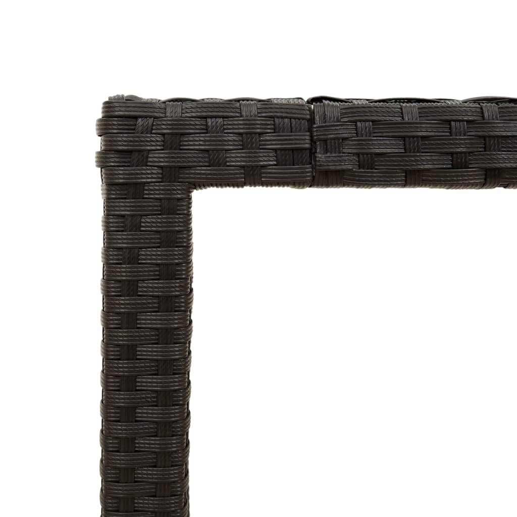 Gartentisch 150x90x75 cm Hartglas und Poly Rattan Schwarz