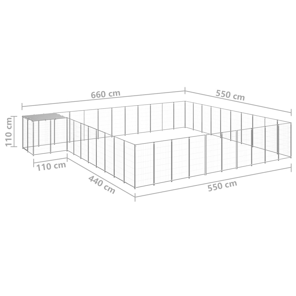 Hundezwinger Schwarz 7,26 m² Stahl