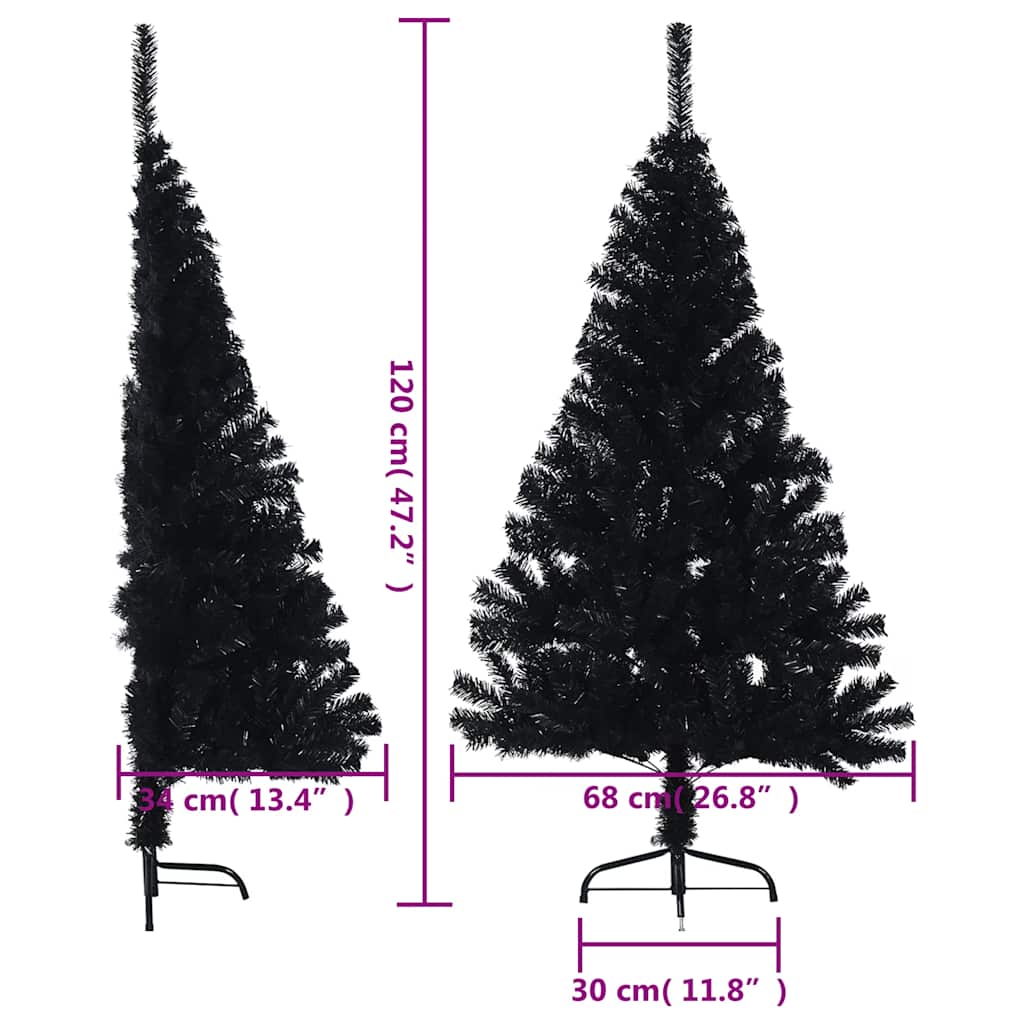 Künstlicher Halb-Weihnachtsbaum mit Ständer Grün 150 cm PVC