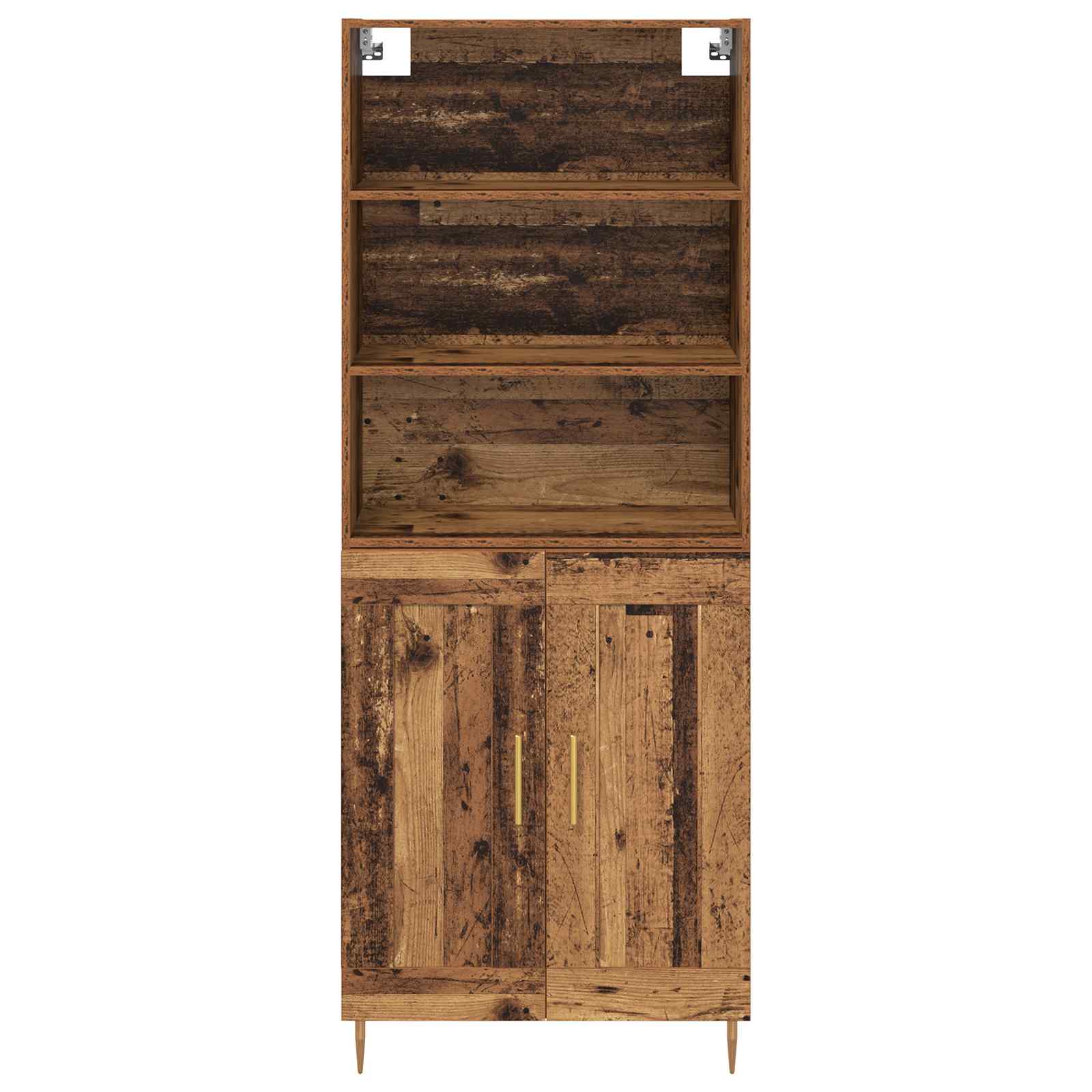 Highboard Hochglanz-Weiß 69,5x34x180 cm Holzwerkstoff