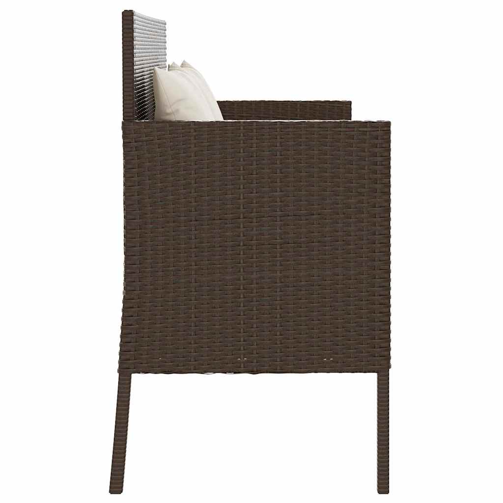 Gartenbank mit Kissen Schwarz Poly Rattan