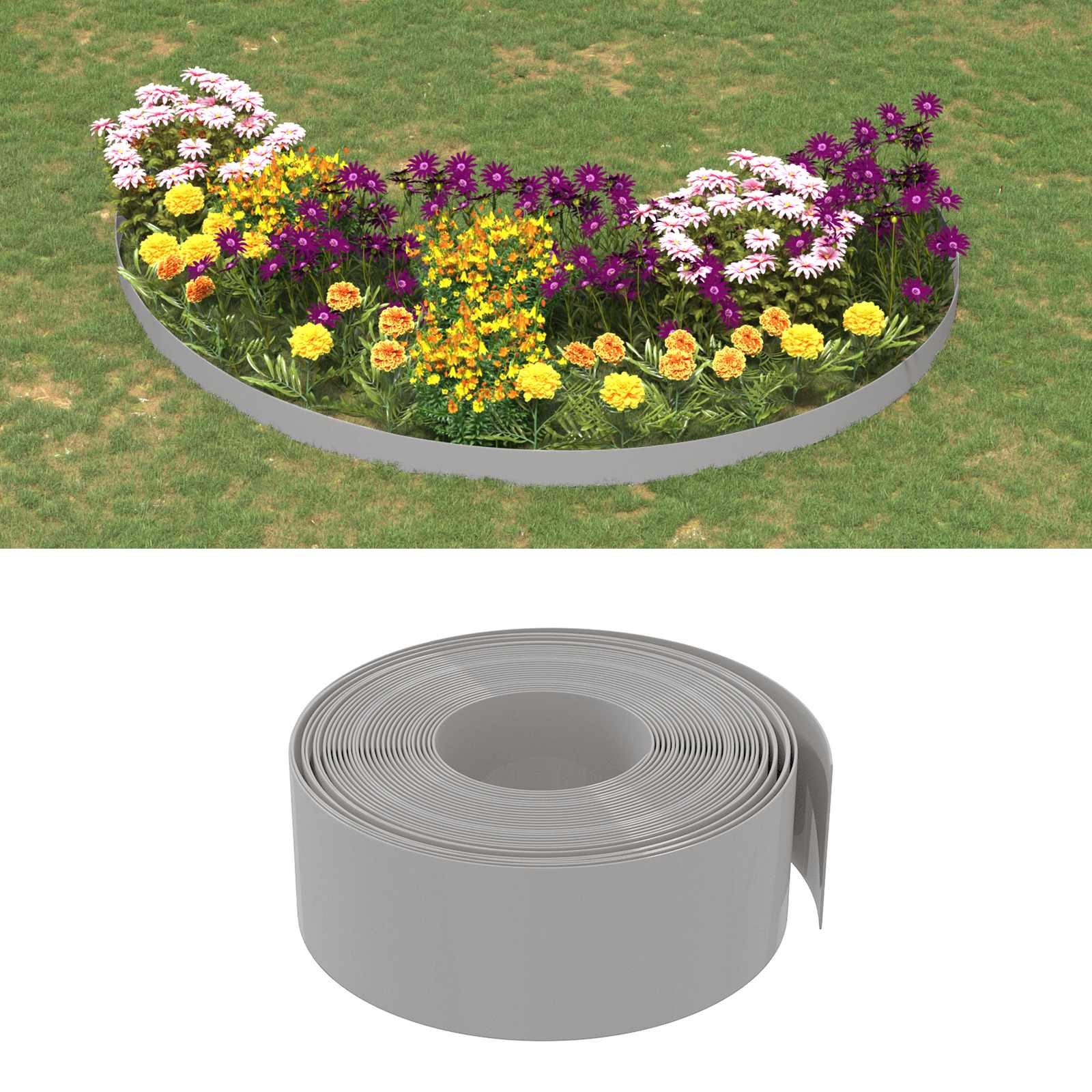 Gartenumrandung 25 m 10 cm PE Grau