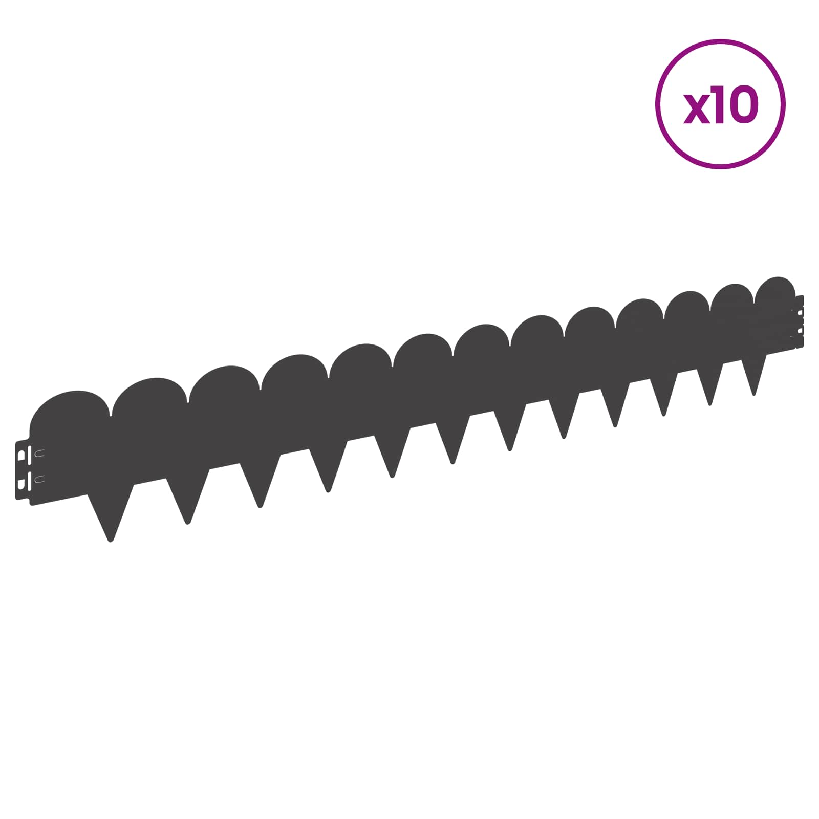 Raseneinfassung 10 pcs 103 x 15 cm Stahl Schwarz