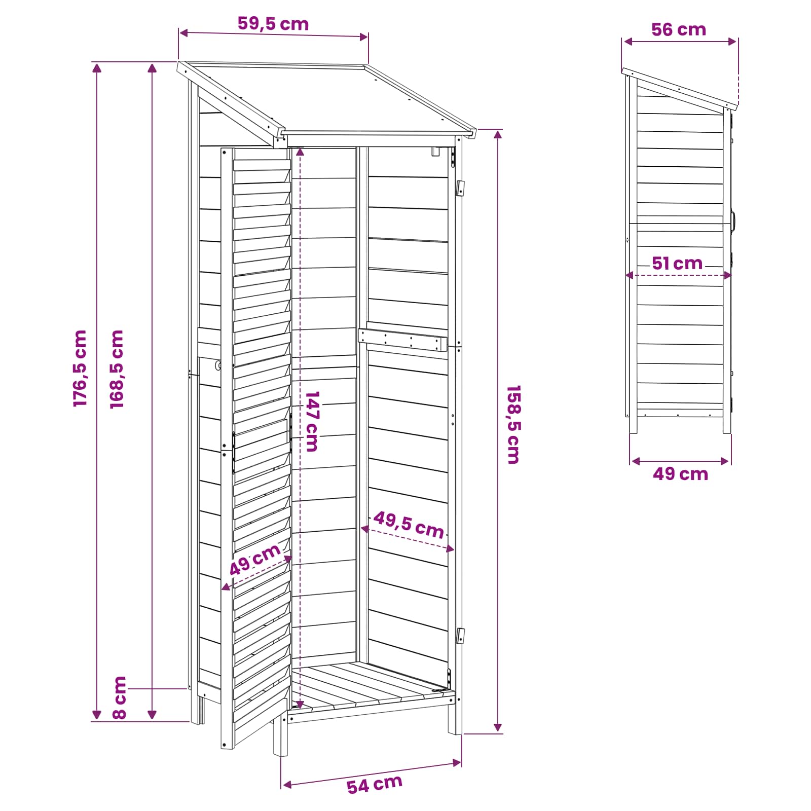 Gartenschuppen Natur 59 x 56 x 113,5 cm Massivholz aus Fichte