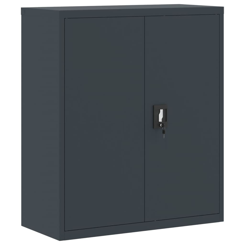 Aktenschrank mit 2 Türen Grau 90 cm Stahl