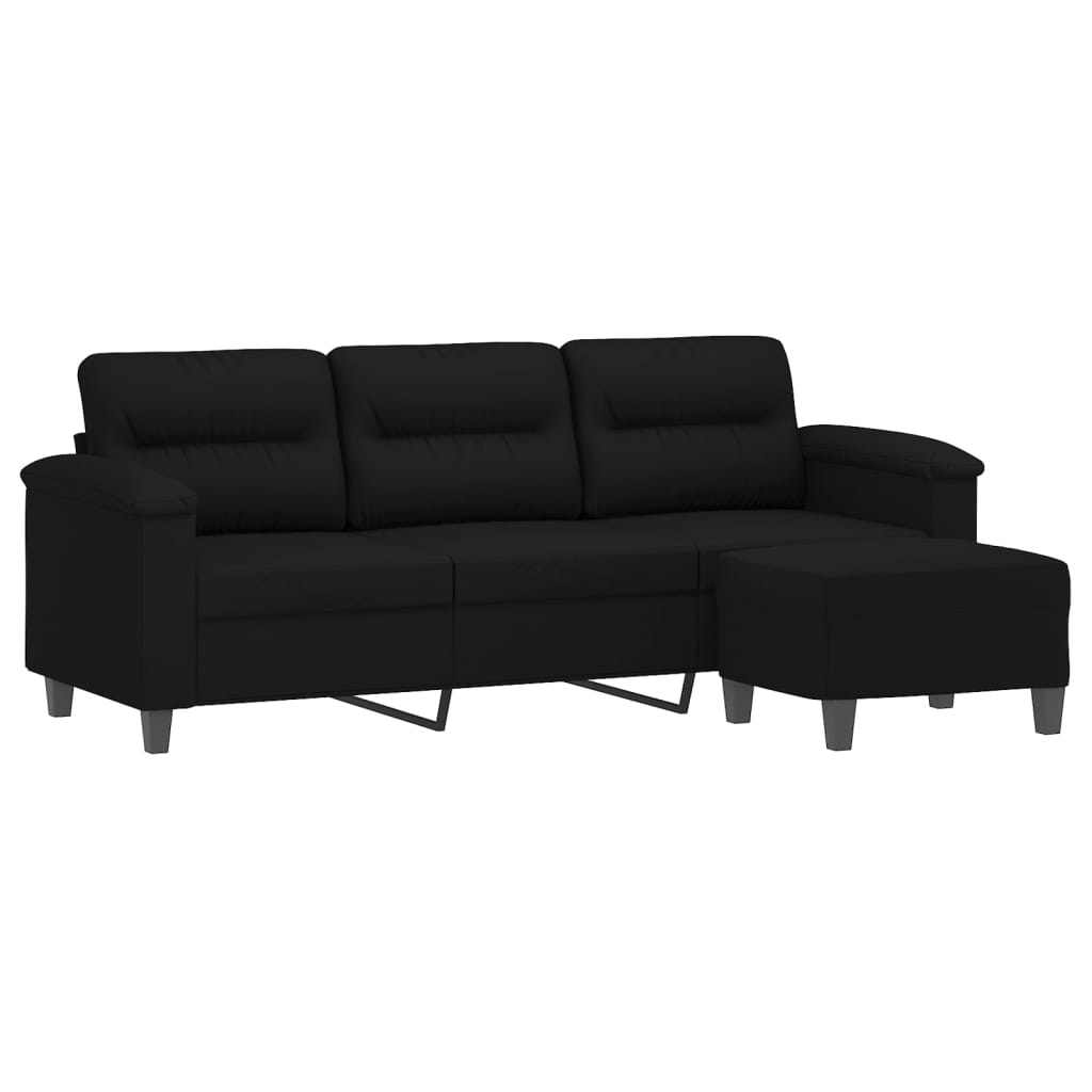 3-Sitzer-Sofa mit Hocker Taupe 180 cm Mikrofasergewebe