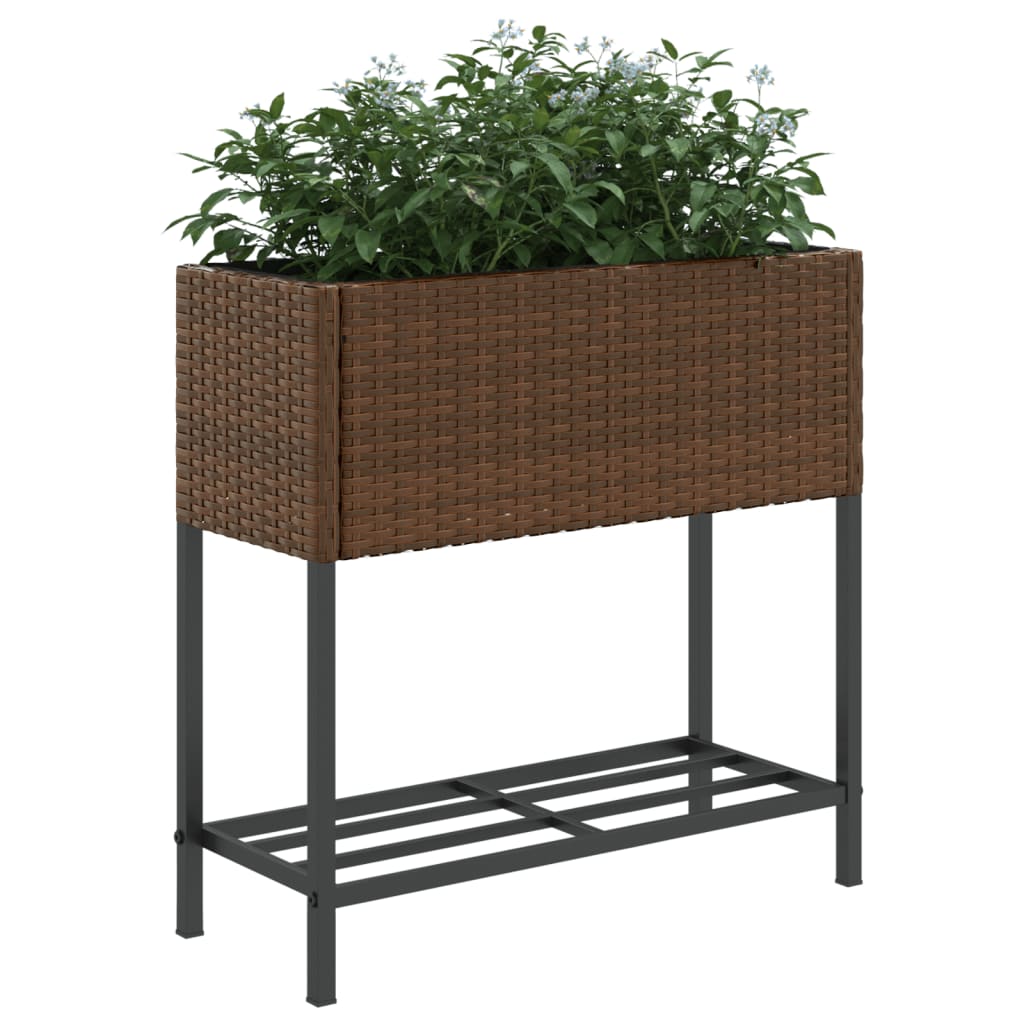 Hochbeete mit Ablage 2 Stk. Schwarz 70x28x70 cm Poly Rattan