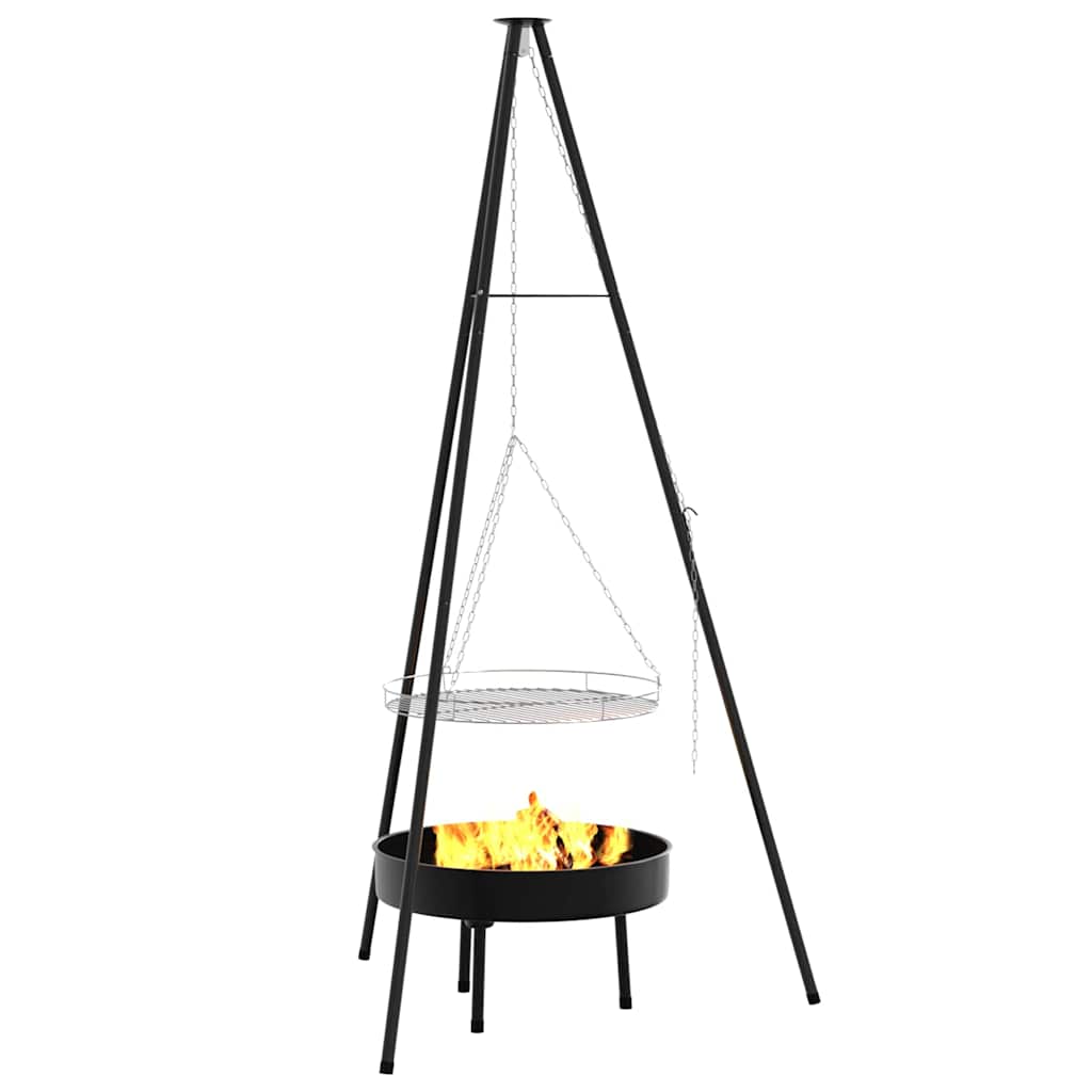 Lagerfeuer Stativ Schwarz 92 x 92 x 151,5 cm Stahl