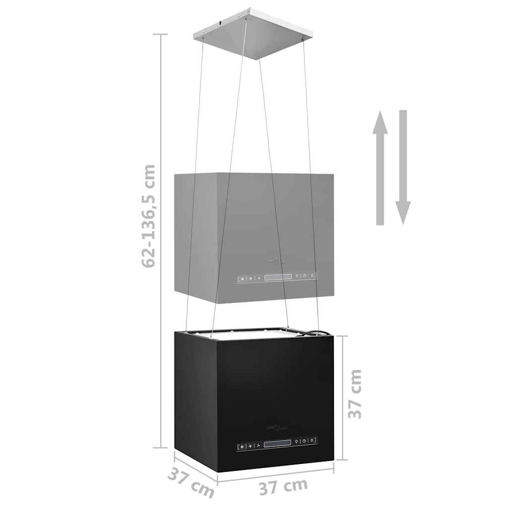 Hängende Inselhaube Touch-Sensor LCD 37 cm Edelstahl
