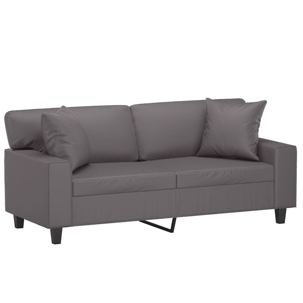 2-Sitzer-Sofa mit Zierkissen Creme 120 cm Kunstleder