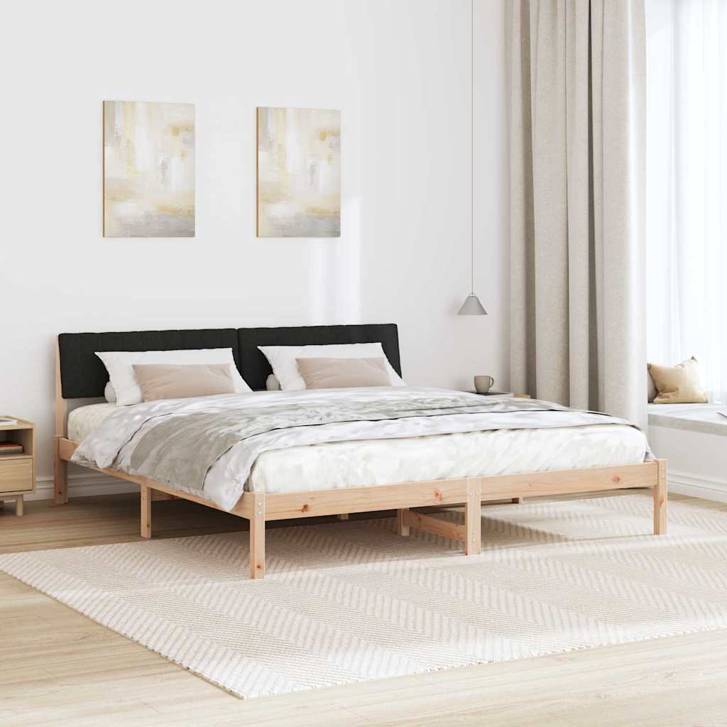 Bettgestell Braun und hellgrau 200 x 200 cm Massivholz Kiefer