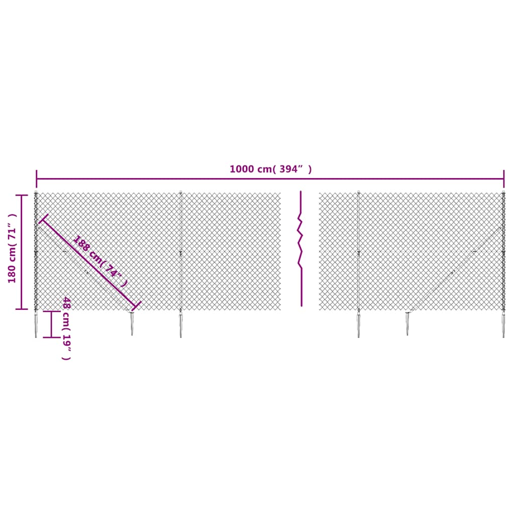 Maschendrahtzaun mit Bodenhülsen Grün 0,8x10 m