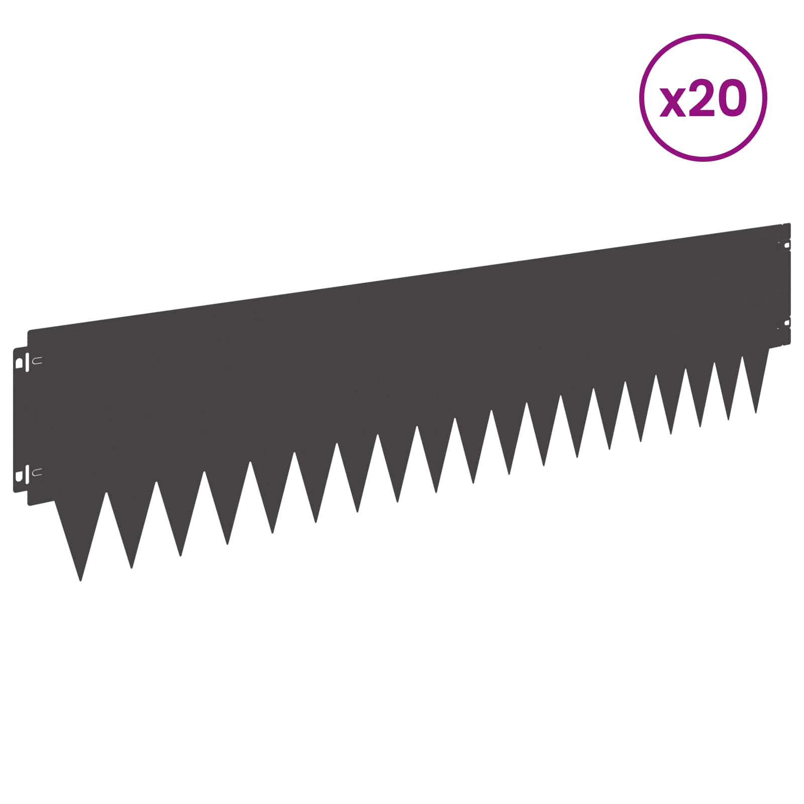 Raseneinfassung 10 pcs Länge Höhe 103 x 15 cm Stahl Schwarz