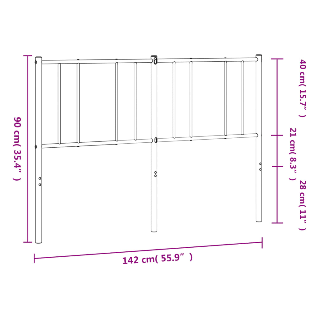 Ersatz-Kopfteil Metall Schwarz 80 cm