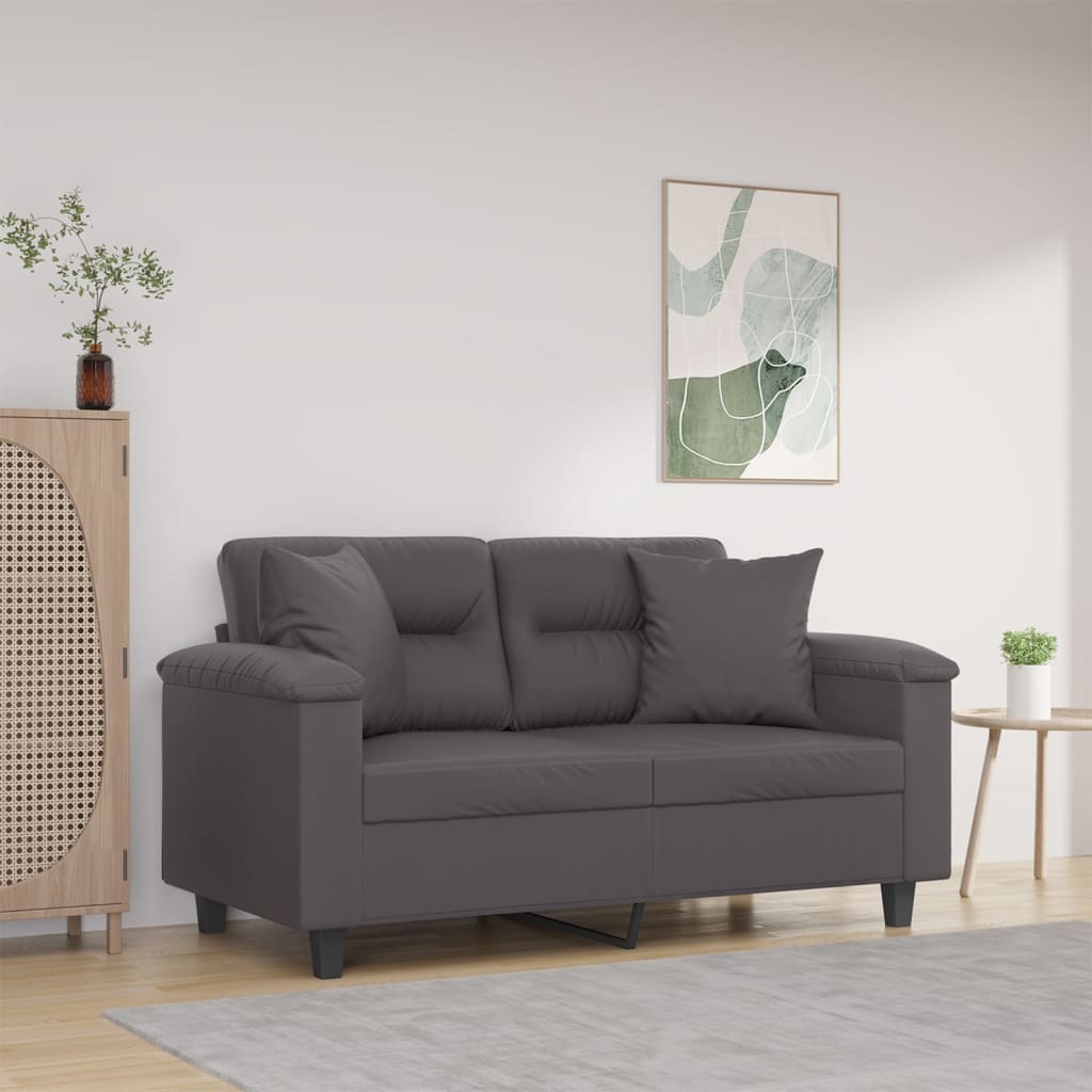 2-Sitzer-Sofa mit Zierkissen Weinrot 120 cm Kunstleder