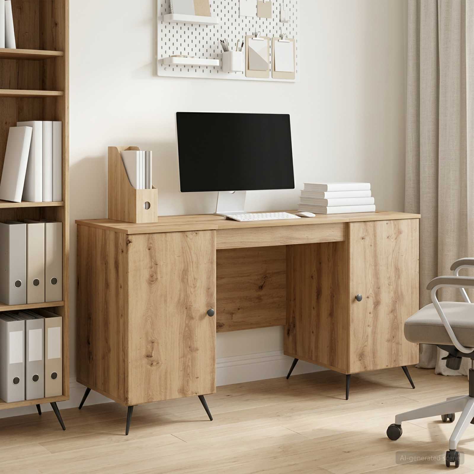 Schreibtisch mit Regal Schwarz 142,5 x 50 x 75 cm Holzwerkstoff