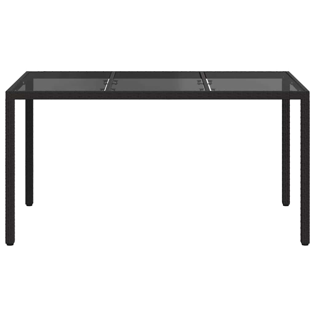Gartentisch 150x90x75 cm Hartglas und Poly Rattan Grau