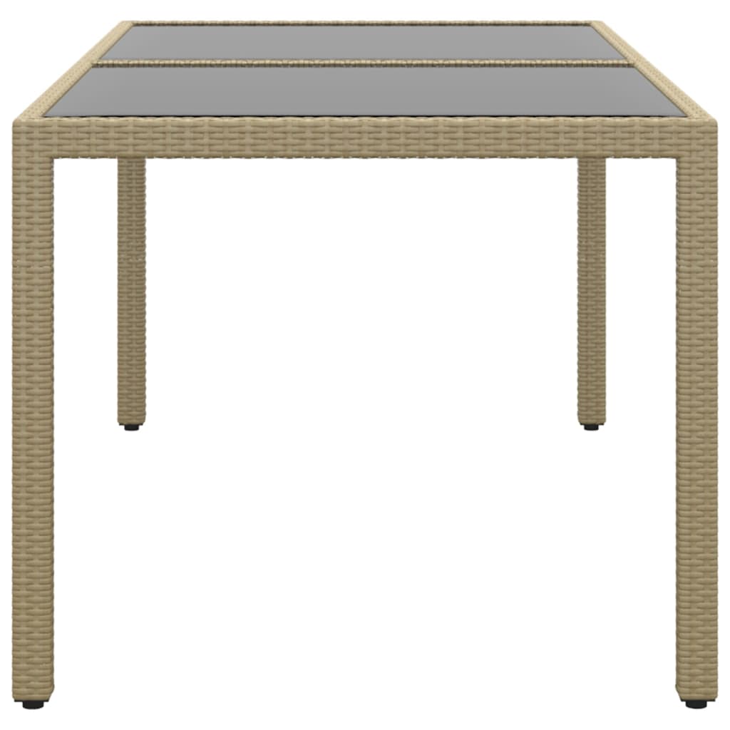 Gartentisch 150x90x75 cm Hartglas und Poly Rattan Schwarz
