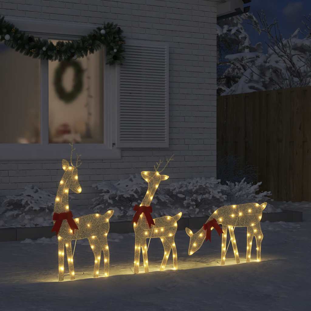 Weihnachtsdeko LED Rentiere 270x7x90 cm Golden Warmweiß