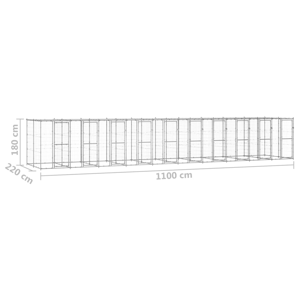 Outdoor-Hundezwinger Stahl mit Überdachung 110x220x180 cm