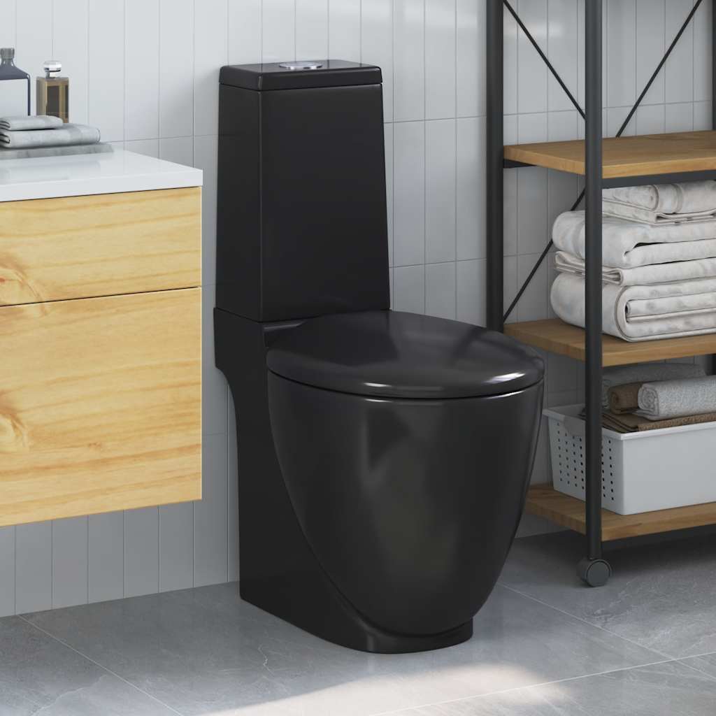 WC Keramik-Toilette Badezimmer Rund Senkrechter Abgang Weiß