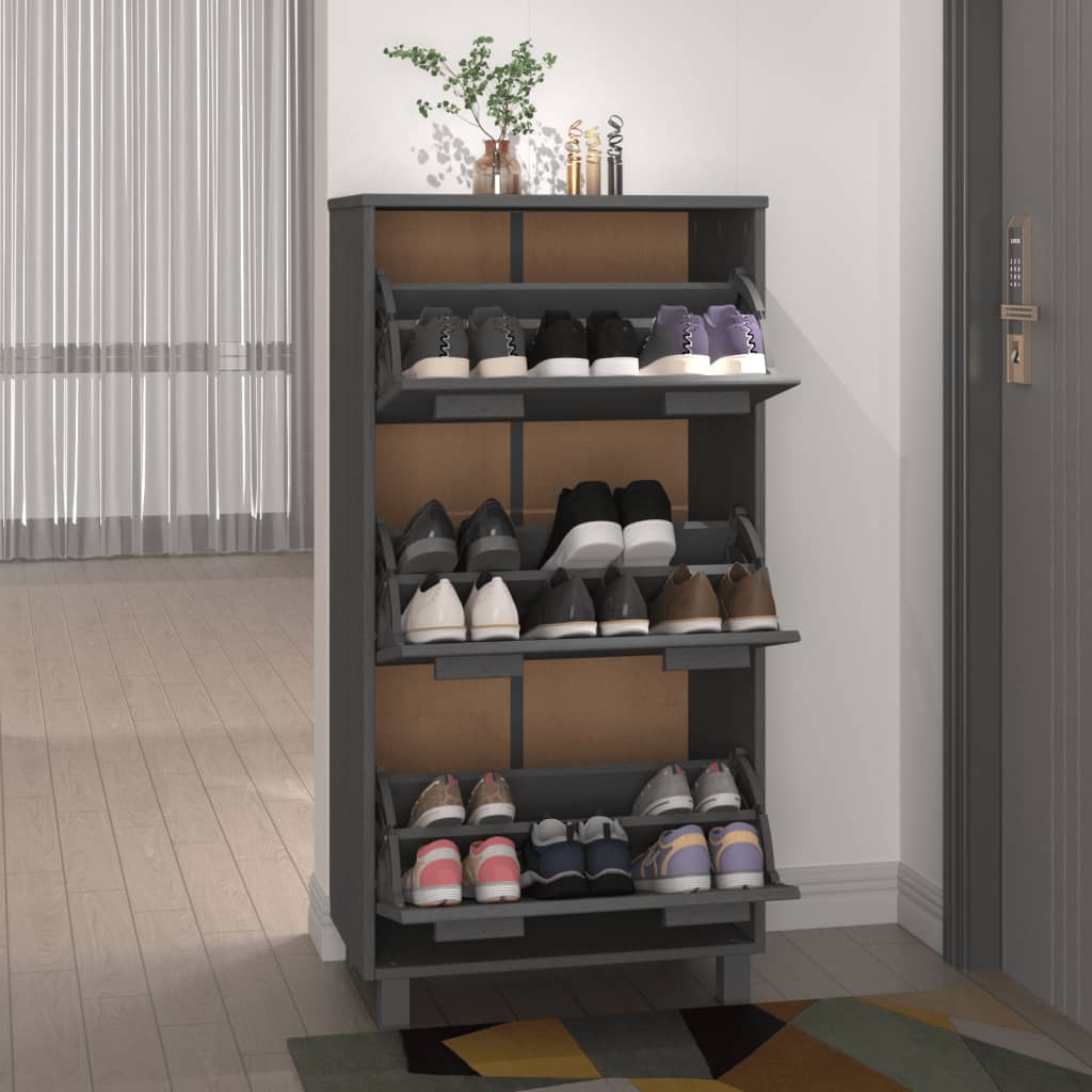 Schuhschrank HAMAR Honigbraun 59,5x35x117 cm Massivholz Kiefer