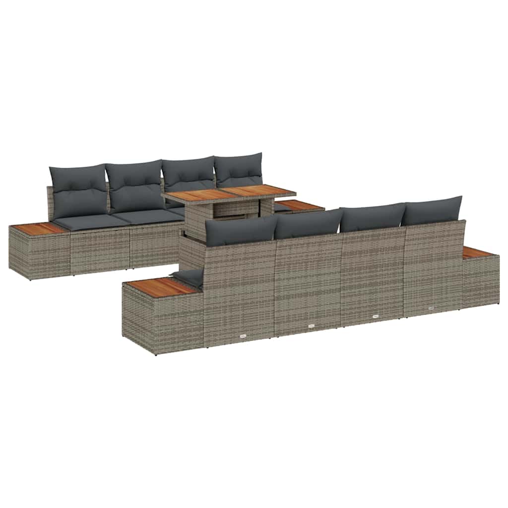 Garten Essgruppe mit Kissen 9 pcs Schwarz und Beige