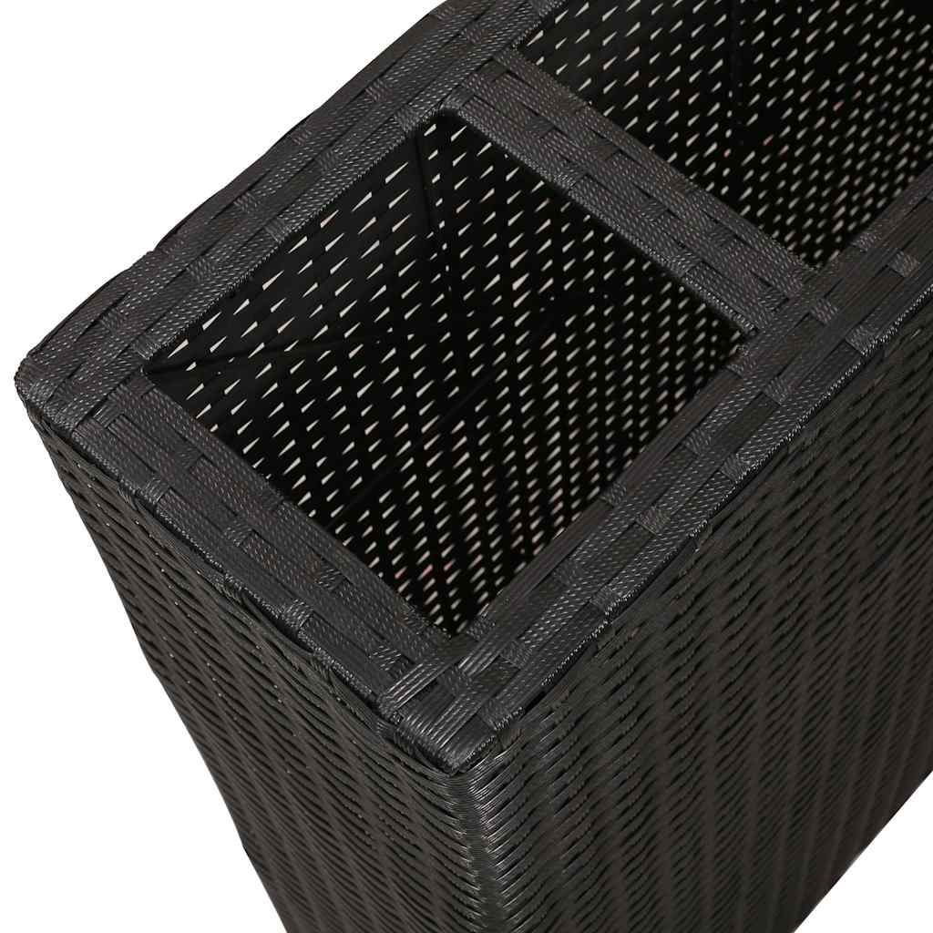 Garten-Hochbeet mit 4 Töpfen 2 Stk. Poly Rattan Grau