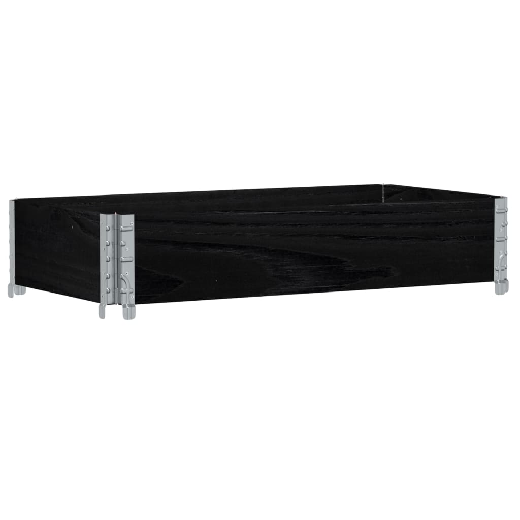 Paletten-Aufsatzrahmen Schwarz 80x60 cm Massivholz Kiefer