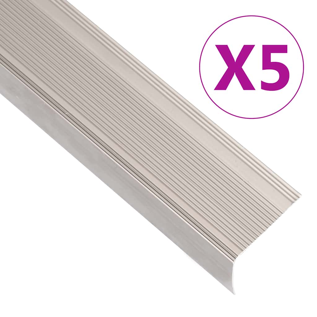 Treppenkantenprofile in L-Form 15 Stk. Aluminium 90 cm Silbern
