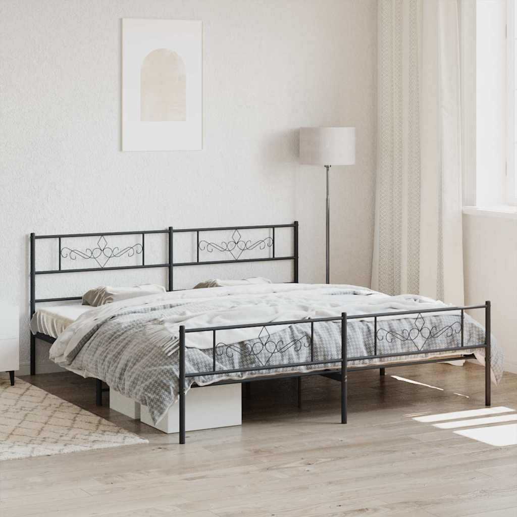 Bettgestell mit Kopfteil Metall Schwarz 100x190 cm
