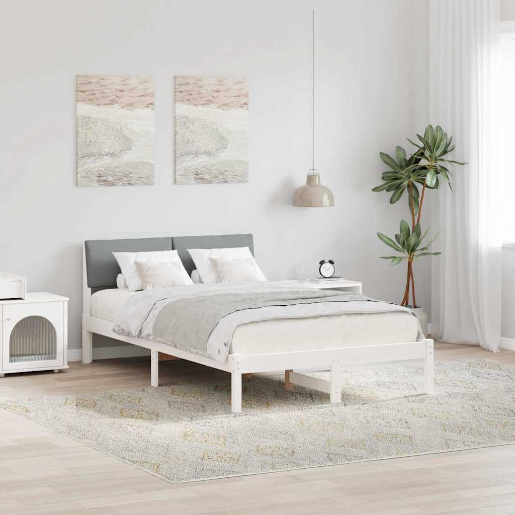 Bettgestell Braun und hellgrau 200 x 200 cm Massivholz Kiefer