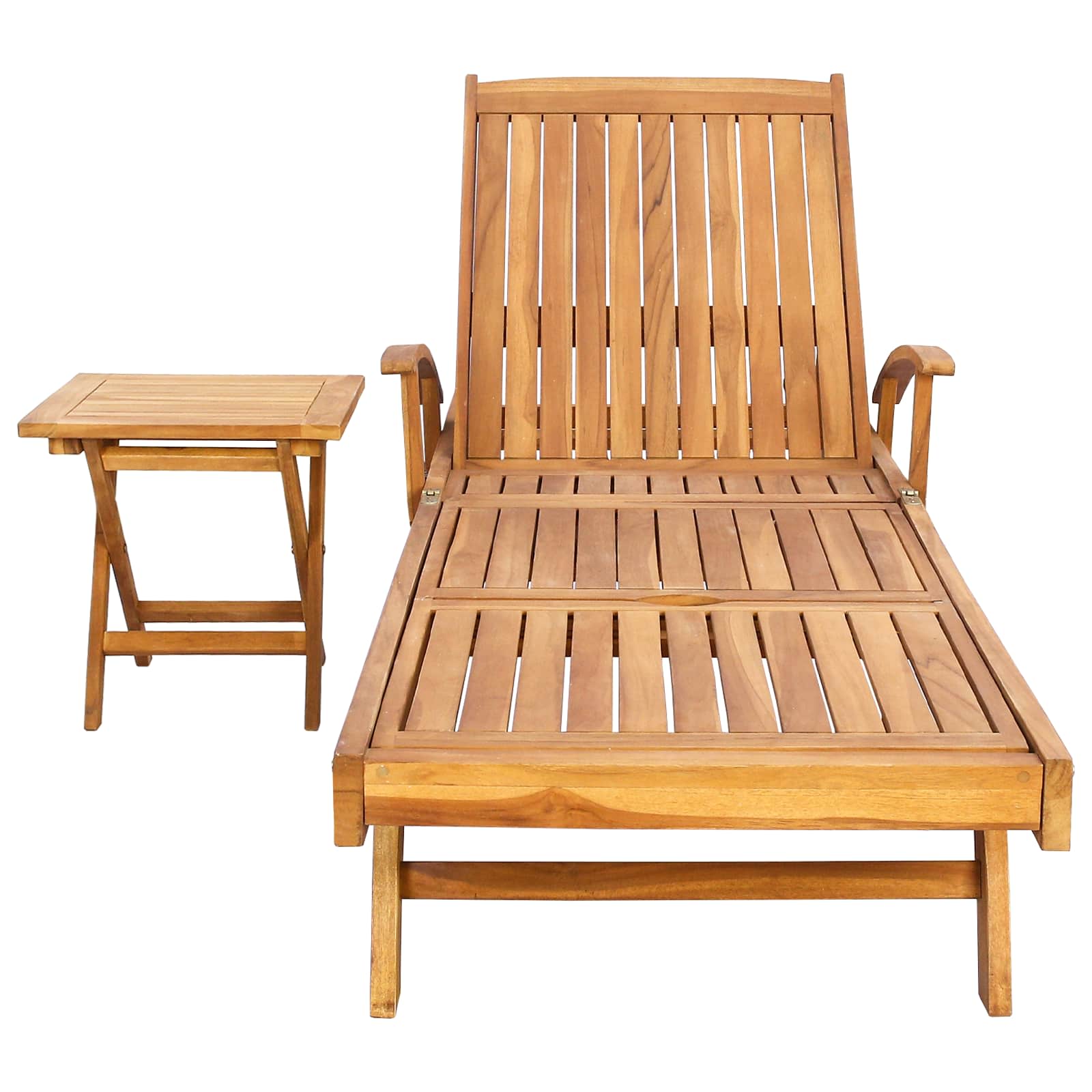 Sonnenliege 1-Person Braun Massivholz Teak