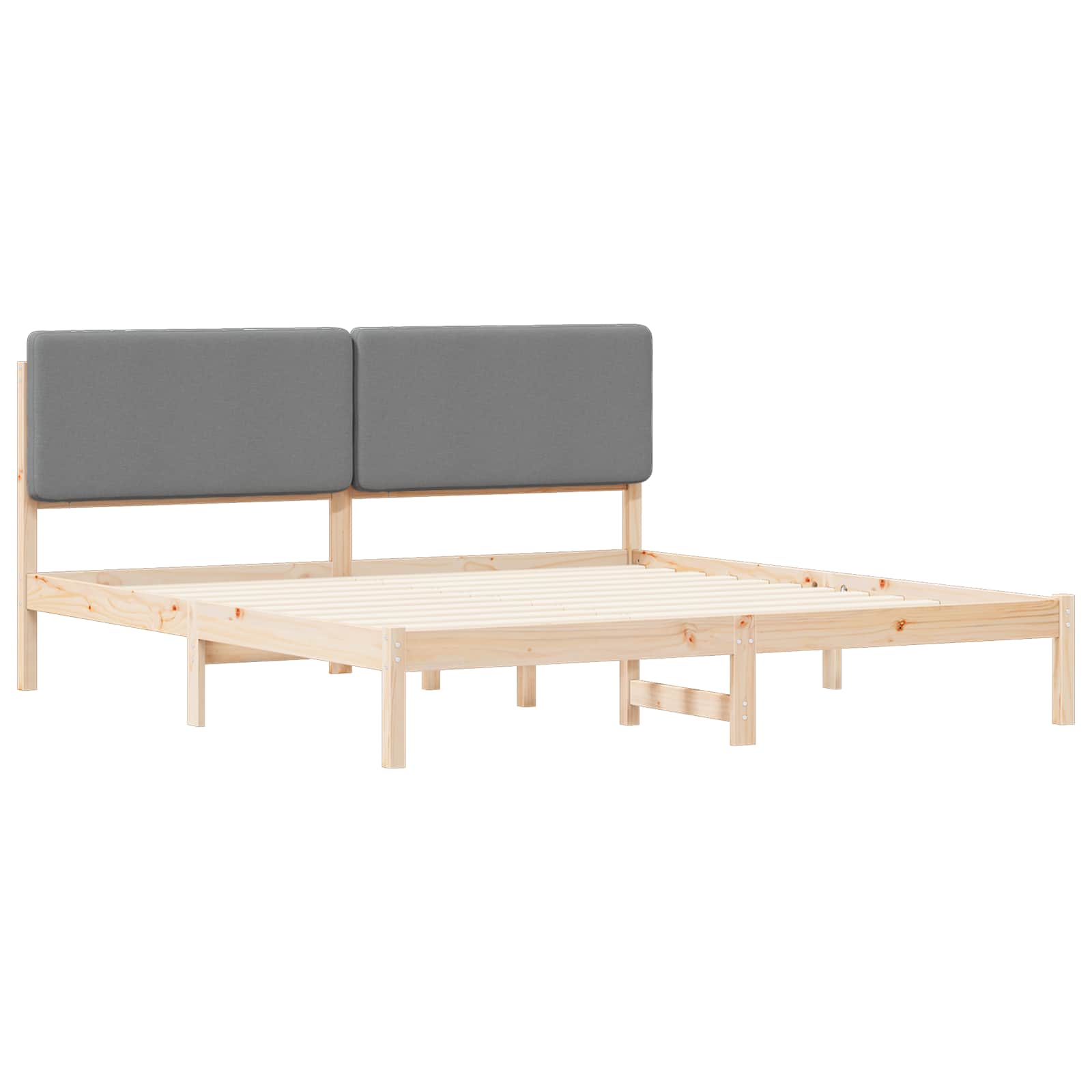 Bettgestell mit gepolstertem Kopfteil Hellgrau 200 x 200 cm