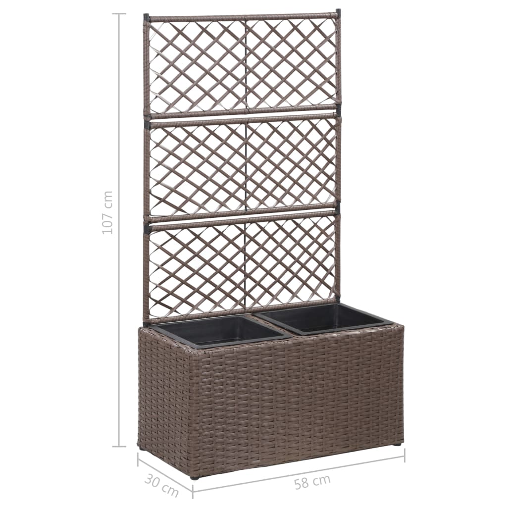 Hochbeet mit Rankgitter 1 Topf 30x30x107cm Poly Rattan Schwarz