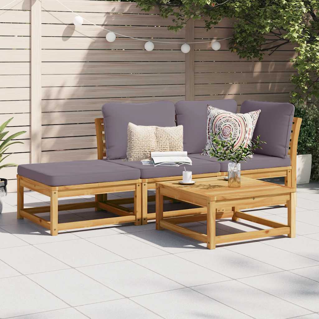4-tlg. Garten-Lounge-Set mit Kissen Massivholz Akazie