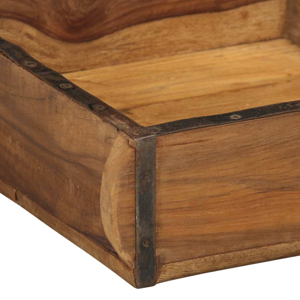 Tablett Braun 30 x 15 x 9 cm Massives upgecyceltes Holz