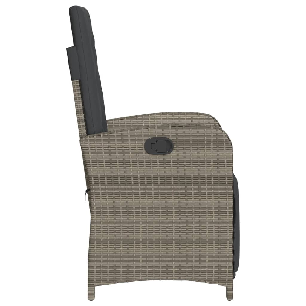 Gartensessel mit Fußteil Verstellbar Schwarz Poly Rattan