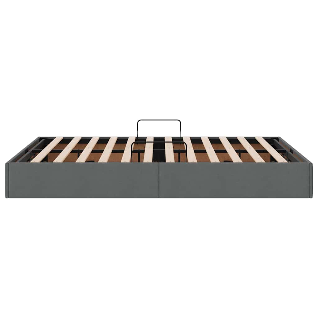 Aufbewahrungsbett mit Kopfteil Hellgrau 90 x 190 cm Stoff