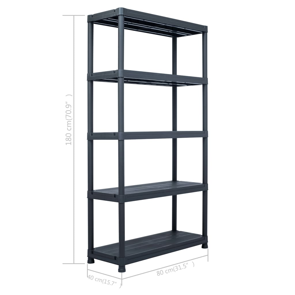 Lagerregale 2 Stk. Schwarz 60 x 30 x 138 cm Kunststoff
