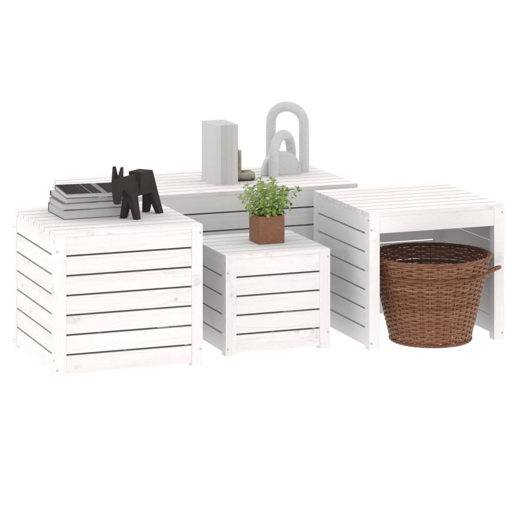 4-tlg. Gartenbox-Set Massivholz Kiefer