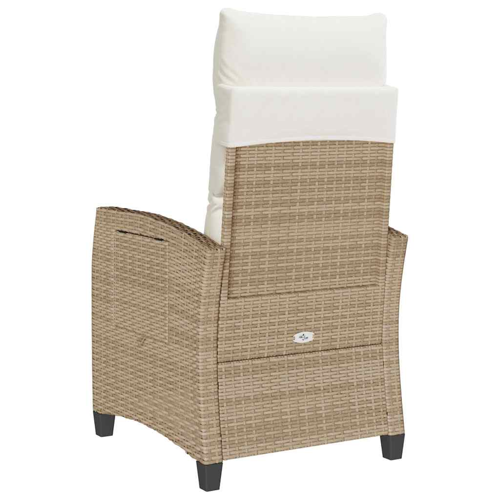 Gartensessel mit Beistelltisch Verstellbar Schwarz Poly Rattan