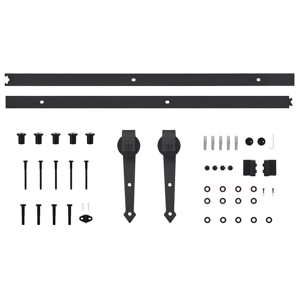 Schiebetürbeschlag-Set 183 cm Stahl Schwarz