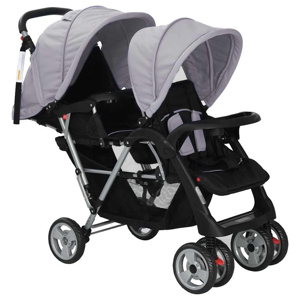 Tandem-Kinderwagen Stahl Rot und Schwarz