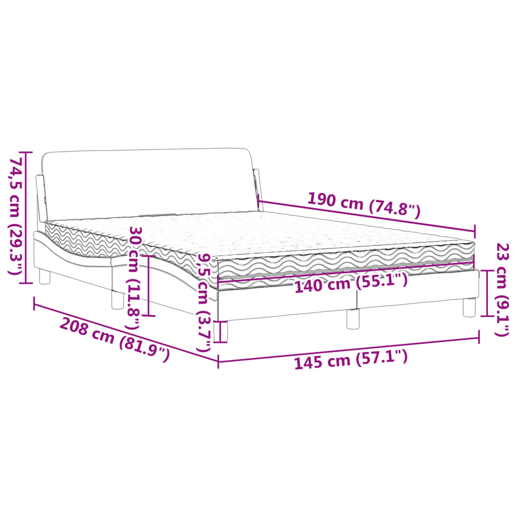 Bett mit Matratze "Dover" Schwarz 80x200 cm Kunstleder
