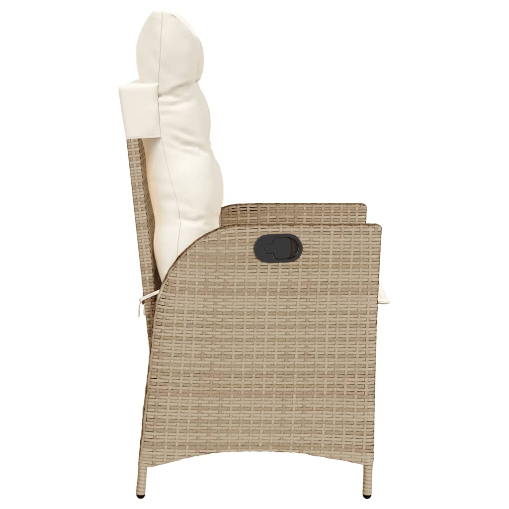 Gartensessel Verstellbar mit Kissen Schwarz Poly Rattan