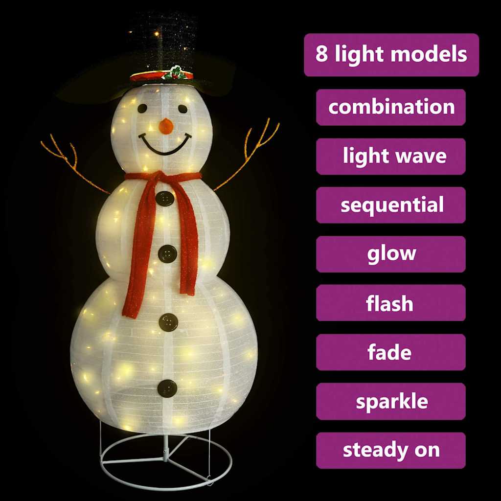 LED-Schneemann Weihnachtsfigur Luxus-Stoff 60 cm