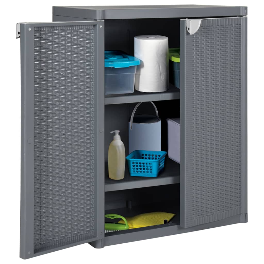 Gartenschrank Schwarz 65x45x88 cm PP Rattan-Optik