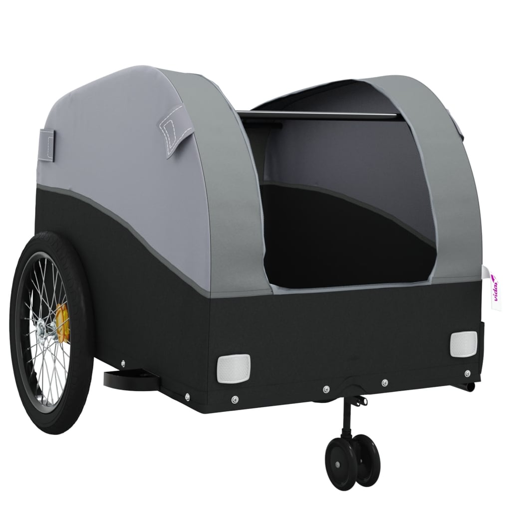 Fahrradanhänger Schwarz und Orange 30 kg Eisen
